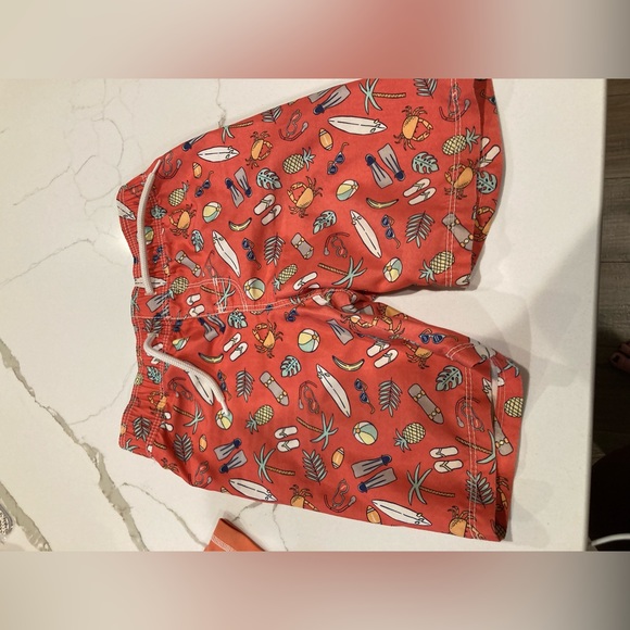 Toddler boy old navy rash guard swim trunks orange white surfer crab beach set - Picture 4 of 13